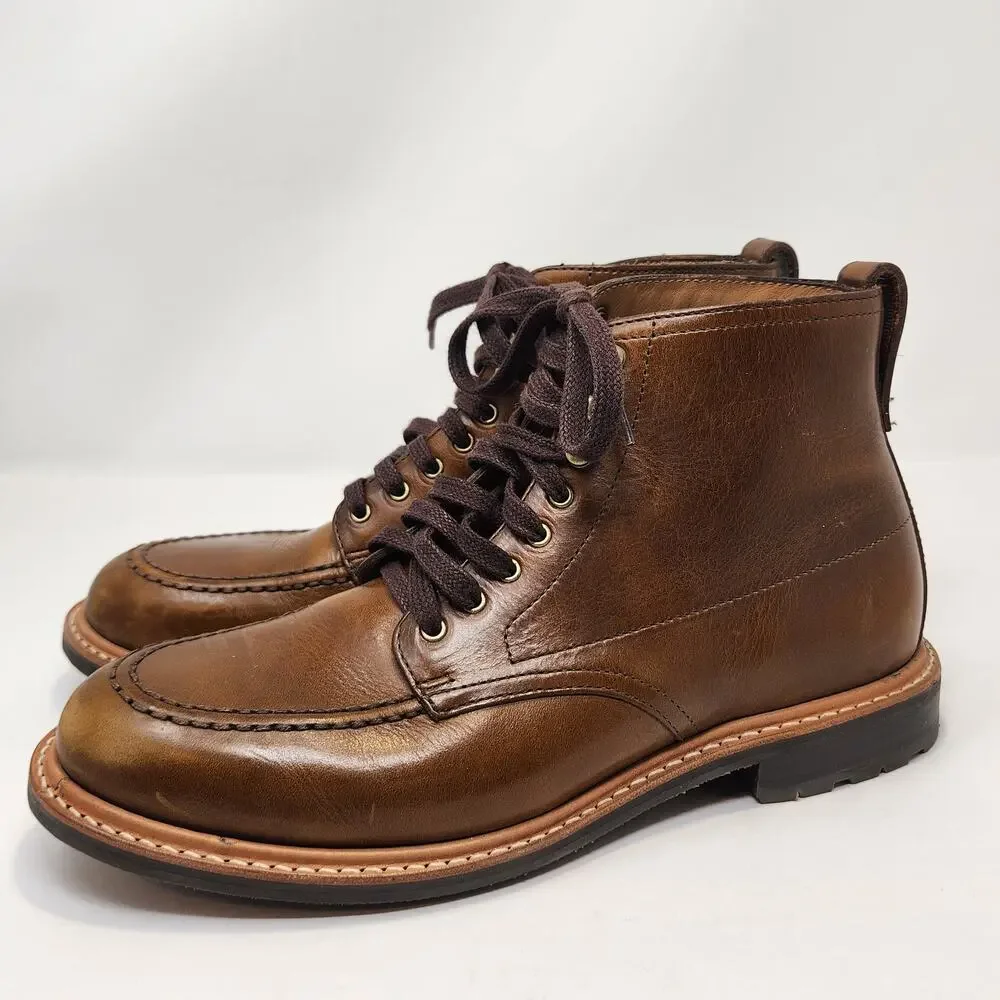 J Crew Kenton Pacer Brown Leather Carpenter Boots Men Size 8.5 Lace Up Ankle